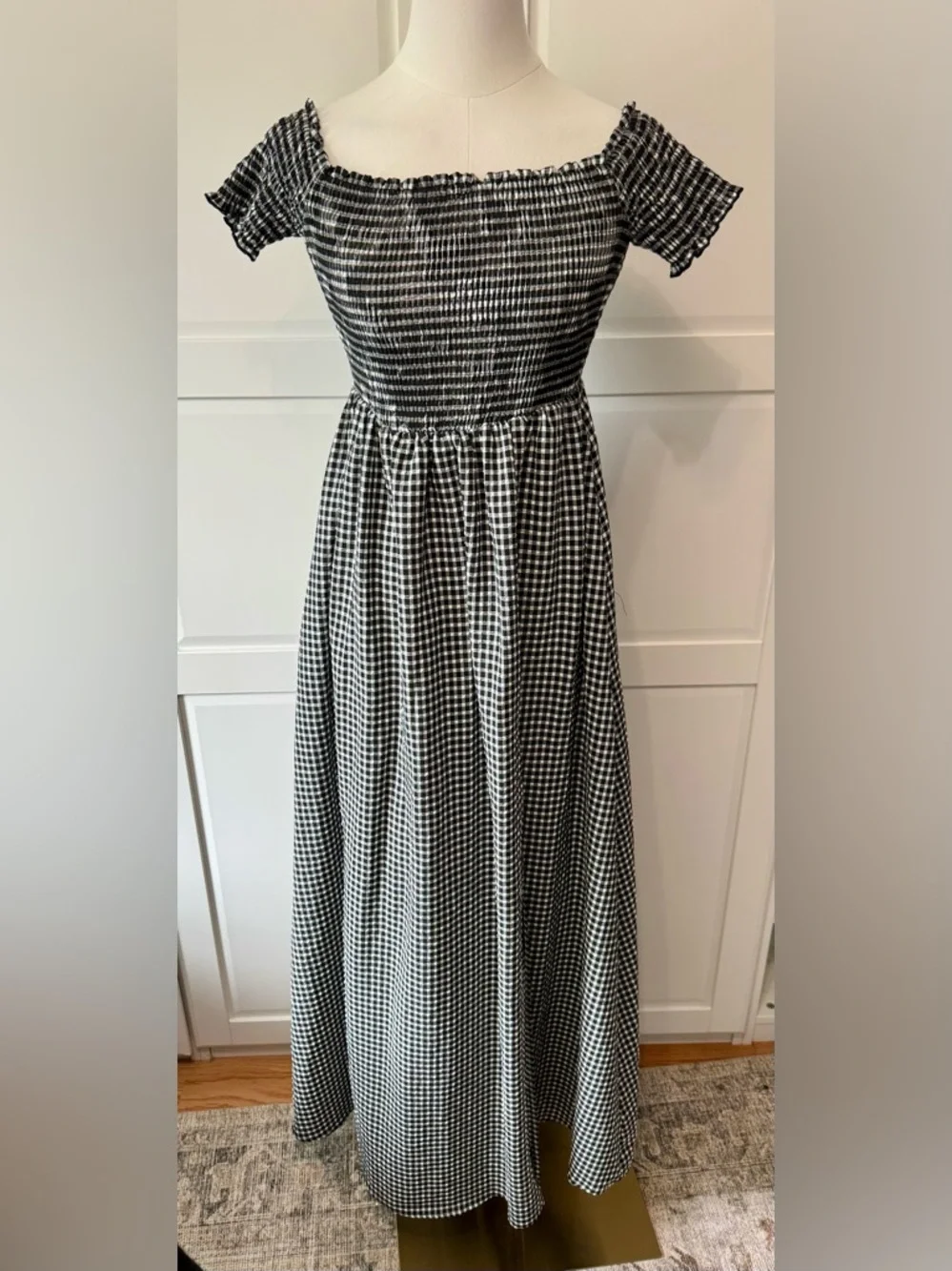 Lulu's Patsy Black & White Gingham Off the Maxi Dress Small NWT Current Style - Picture 5 of 10